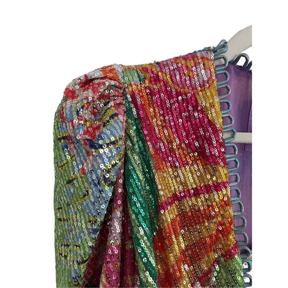 Celia B Fuji Tie Front Sequined Crop Top Multicolor Women’s Size Small - Picture 5 of 16